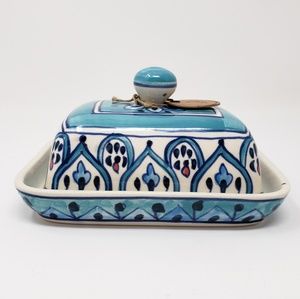 Hand Painted Ceramic Butter Dish India